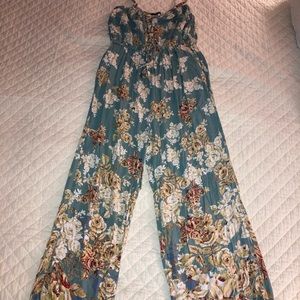 Angie  Floral, strapless/spaghetti strap long jumper